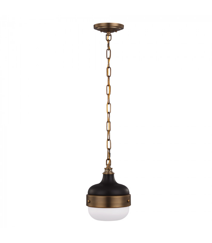 Cadence 1 Light Dome Ceiling Mini Pendant Antique Brass Black E27-1