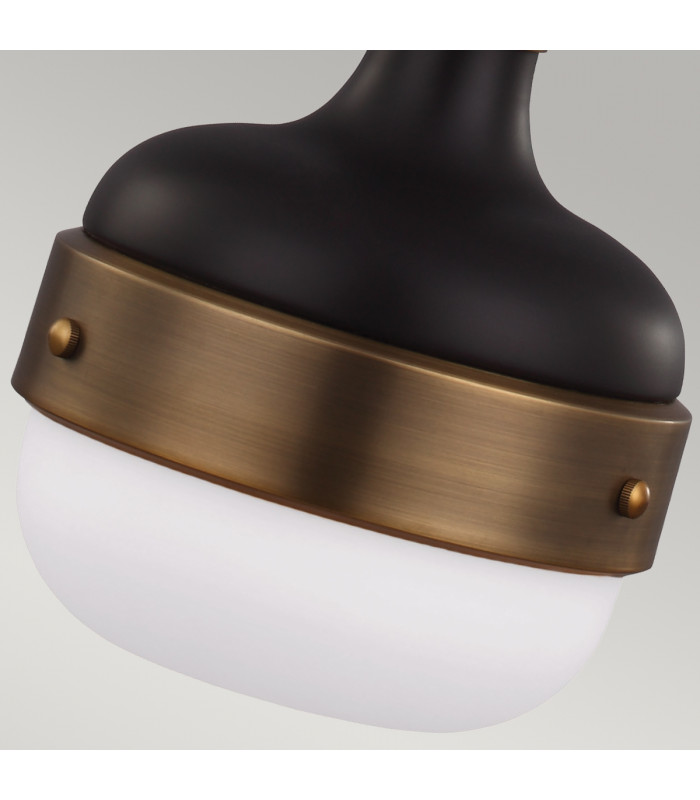 Cadence 1 Light Dome Ceiling Mini Pendant Antique Brass Black E27-4