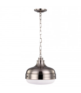 Cadence 2 Light Dome Ceiling Pendant Polished Nickel Brushed Steel E27
