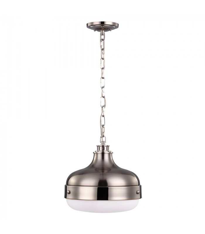 Cadence 2 Light Dome Ceiling Pendant Polished Nickel Brushed Steel E27