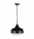 Cadence 2 Light Dome Ceiling Pendant Antique Brass Black E27-1