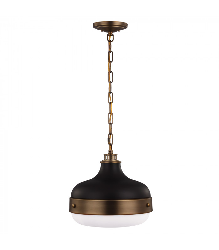 Cadence 2 Light Dome Ceiling Pendant Antique Brass Black E27-1