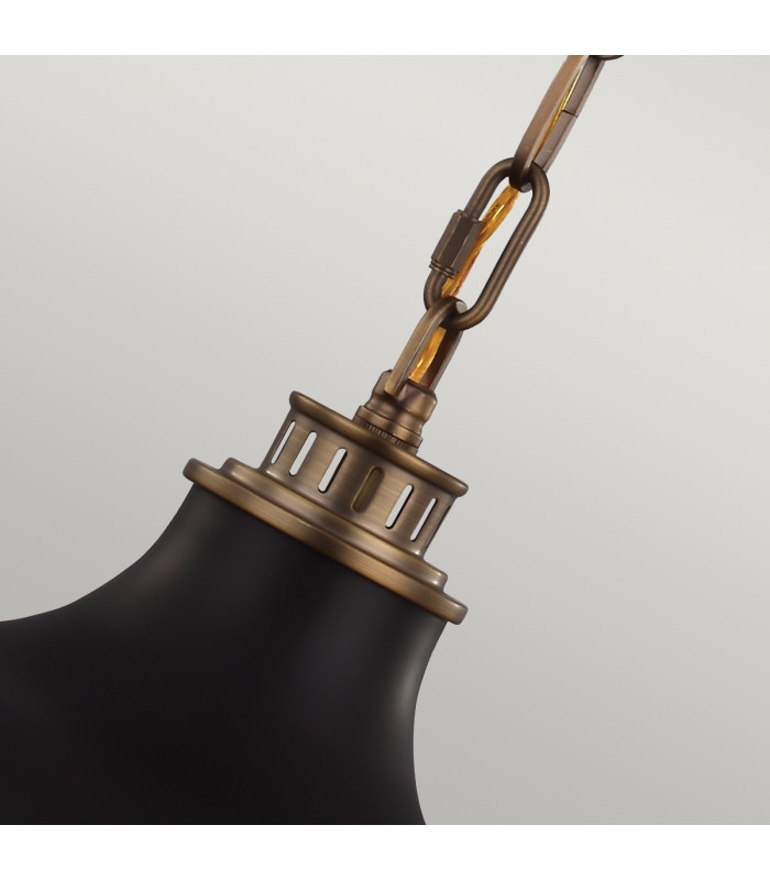 Cadence 2 Light Dome Ceiling Pendant Antique Brass Black E27-3