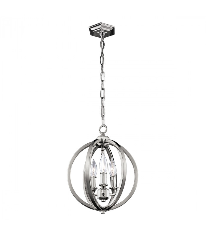 Corinne 3 Light Small Spherical Ceiling Pendant Polished Nickel E14-1