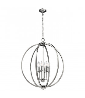 Corinne 6 Light Spherical Ceiling Pendant Polished Nickel E14-1