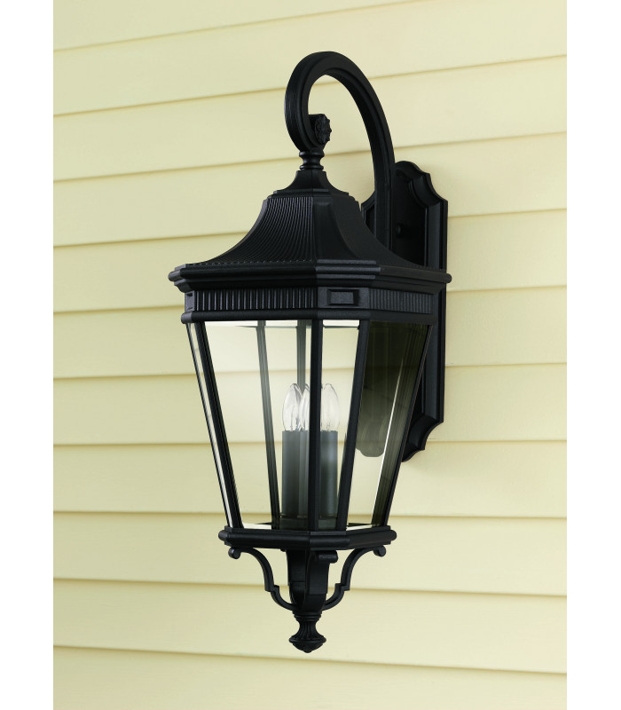 Cotswold Lane 3 Light Outdoor Large Wall Lantern Black IP44 E14-2