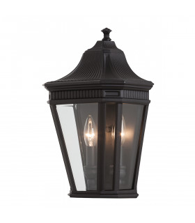 Cotswold Lane 2 Light Outdoor Wall Half Lantern Light Black IP44 E14-1