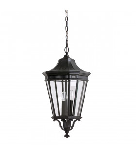 Cotswold Lane 3 Light Large Outdoor Ceiling Chain Lantern Black E14-1