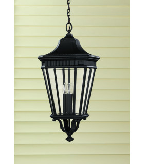 Cotswold Lane 3 Light Large Outdoor Ceiling Chain Lantern Black E14-2