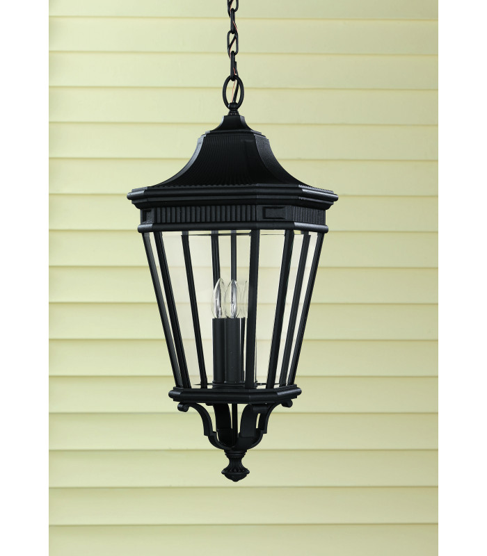 Cotswold Lane 3 Light Large Outdoor Ceiling Chain Lantern Black E14-2