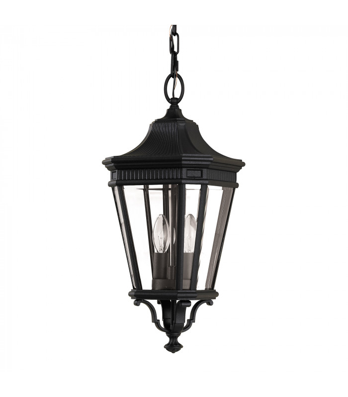 Cotswold Lane 2 Light Medium Outdoor Ceiling Chain Lantern Black E14-1