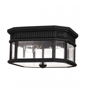 Cotswold Lane 2 Light Outdoor Flush Ceiling Light Black IP44 E27-1