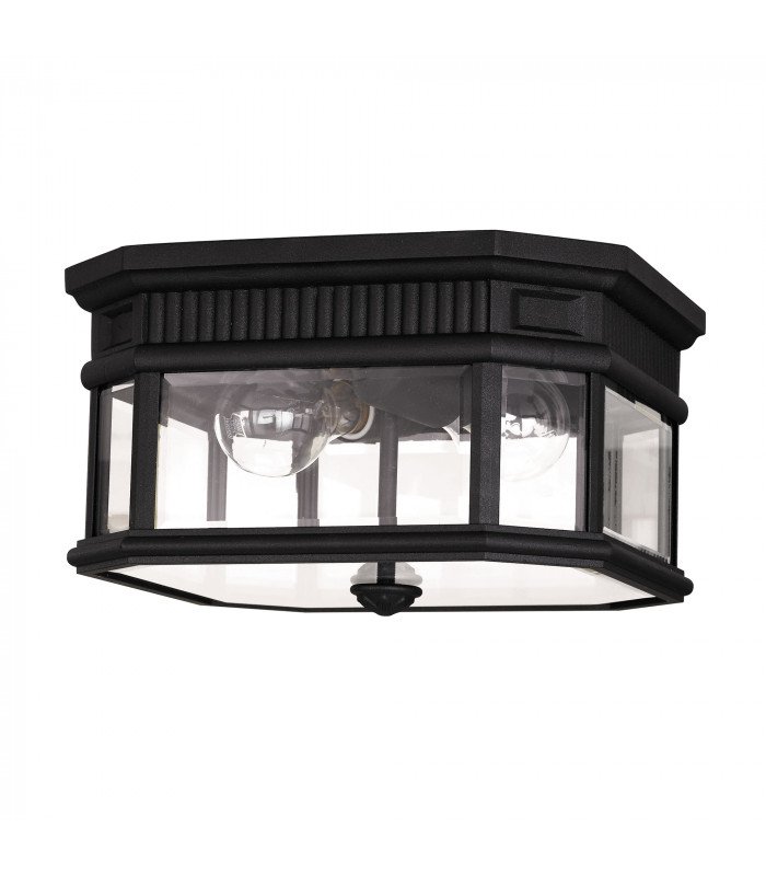 Cotswold Lane 2 Light Outdoor Flush Ceiling Light Black IP44 E27-1