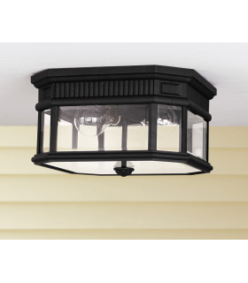 Cotswold Lane 2 Light Outdoor Flush Ceiling Light Black IP44 E27-2