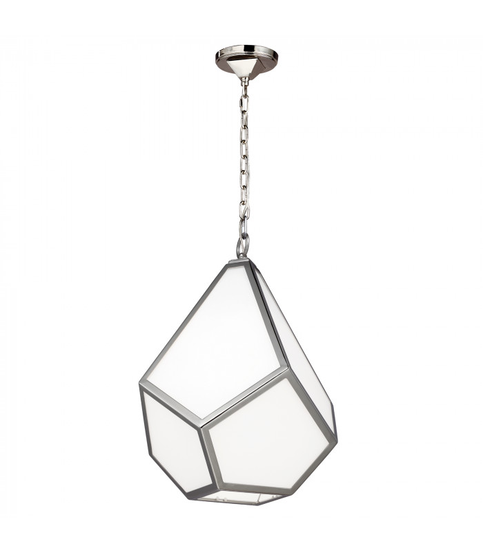 Diamond 1 Light  Medium Ceiling Pendant Polished Nickel E27