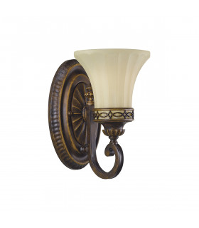 Drawing Room 1 Light Wall Light Walnut Glass Shade E27-1