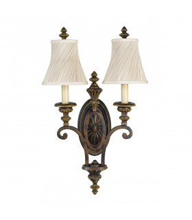 Drawing Room 2 Light Indoor Candle Wall Light Walnut E27-1
