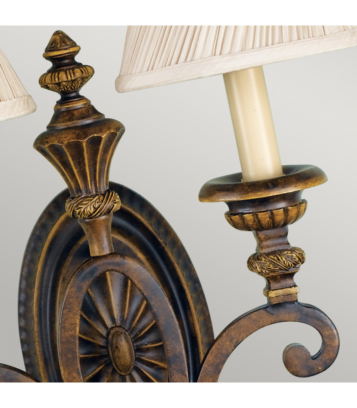 Drawing Room 2 Light Indoor Candle Wall Light Walnut E27-3
