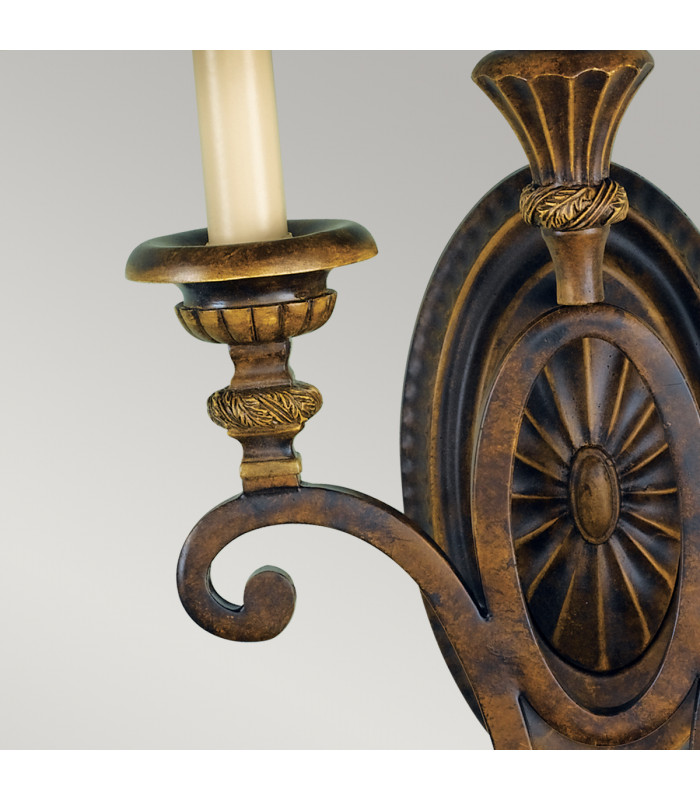 Drawing Room 2 Light Indoor Candle Wall Light Walnut E27-5