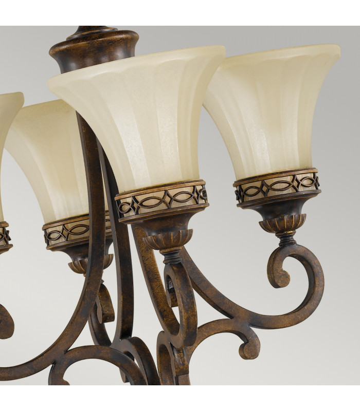 Drawing Room Multi Arm Chandelier 4 Light Walnut Finish E27-3
