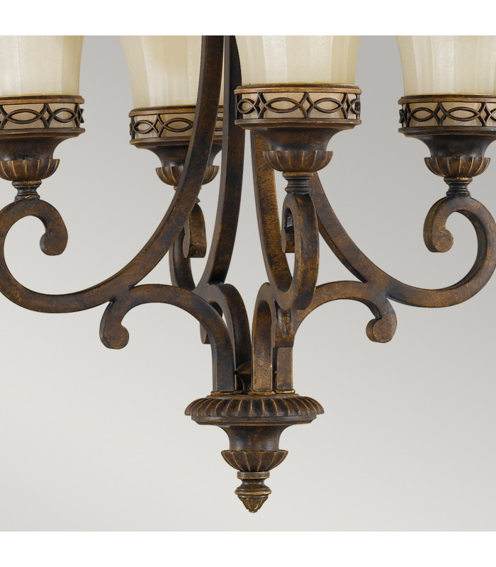 Drawing Room Multi Arm Chandelier 4 Light Walnut Finish E27-4