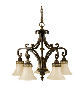 Drawing Room 5 Light Multi Arm Chandelier Walnut Finish E27-1
