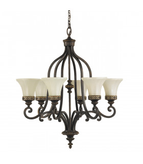 Drawing Room 6 Light Multi Arm Chandelier Walnut Finish E27-1