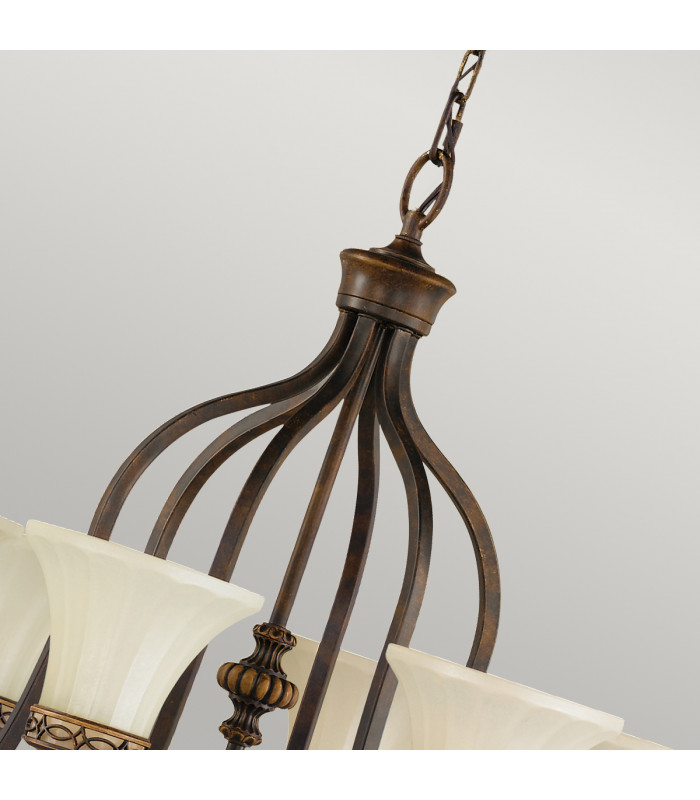 Drawing Room 6 Light Multi Arm Chandelier Walnut Finish E27-2