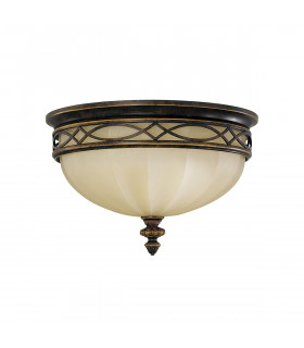 Drawing Room 3 Light Flush Ceiling Light Walnut E27-1
