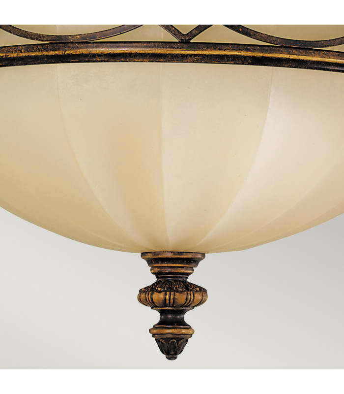 Drawing Room 3 Light Flush Ceiling Light Walnut E27-3