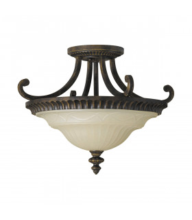 Drawing Room 2 Light Ceiling Semi Flush Light Walnut E27-1
