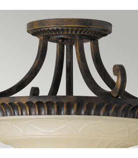 Drawing Room 2 Light Ceiling Semi Flush Light Walnut E27-2