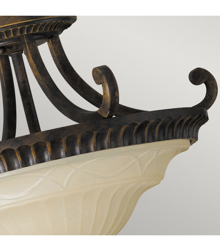 Drawing Room 2 Light Ceiling Semi Flush Light Walnut E27-3