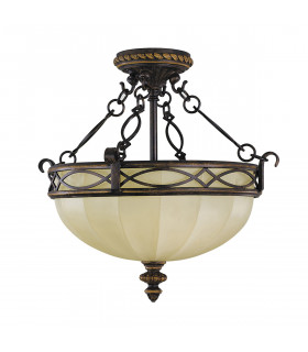 Drawing Room 3 Light Semi Flush Ceiling Light Walnut E27-1