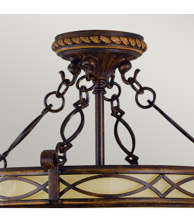 Drawing Room 3 Light Semi Flush Ceiling Light Walnut E27-2