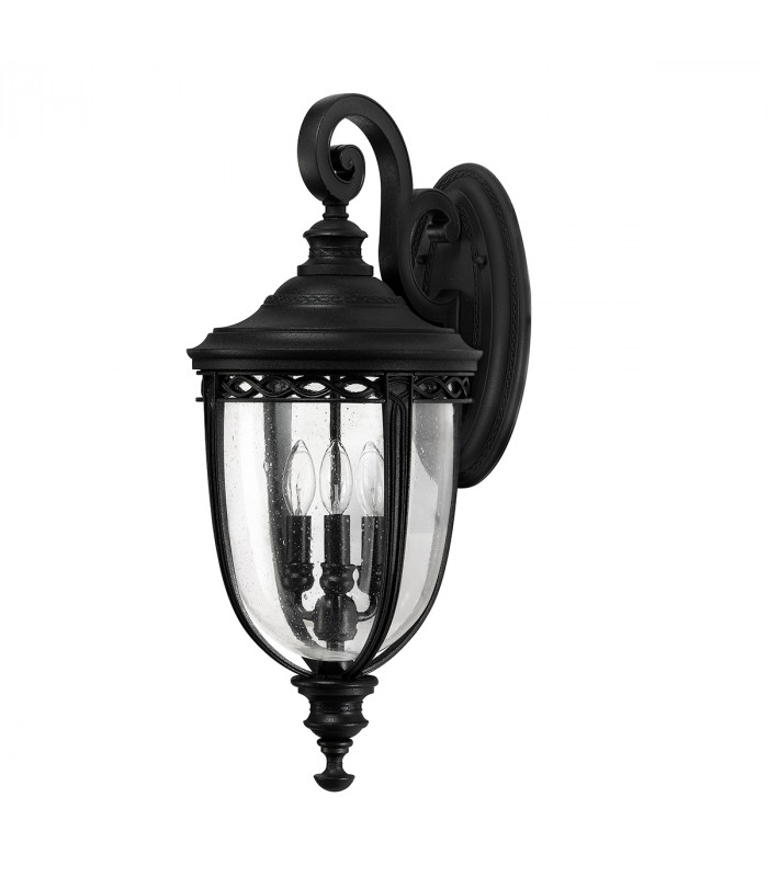 English Bridle 3 Light Outdoor Large Wall Lantern Light Black IP44 E14-1