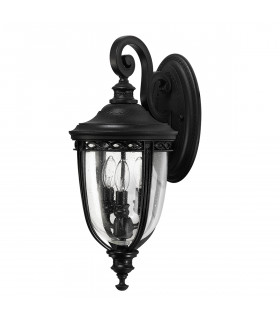 English Bridle 3 Light Outdoor Medium Wall Lantern Light Black IP44 E14-1
