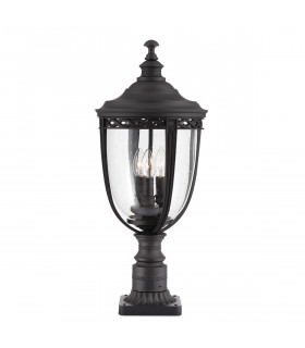 English Bridle 3 Light Large Outdoor Pedestal Light Black IP44 E14-1