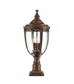 English Bridle 3 Light Large Outdoor Pedestal Light British Bronze IP44 E14-1