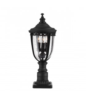 English Bridle 3 Light Medium Outdoor Pedestal Light Black IP44 E14-1