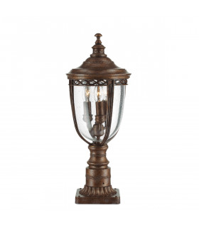 English Bridle 3 Light Medium Outdoor Pedestal Light British Bronze IP44 E14-1