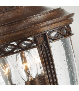 English Bridle 3 Light Medium Outdoor Pedestal Light British Bronze IP44 E14-2