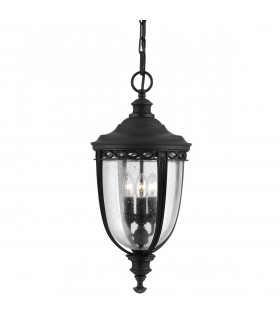 English Bridle 3 Light Large Outdoor Ceiling Chain Lantern Black E14-1