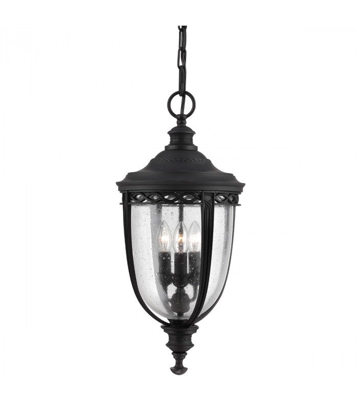 English Bridle 3 Light Large Outdoor Ceiling Chain Lantern Black E14-1