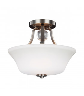 Evington 2 Light Semi Flush Ceiling Light Satin Nickel E27-1