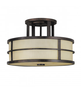 Fusion 3 Light Semi Flush Ceiling Light Bronze E27-1