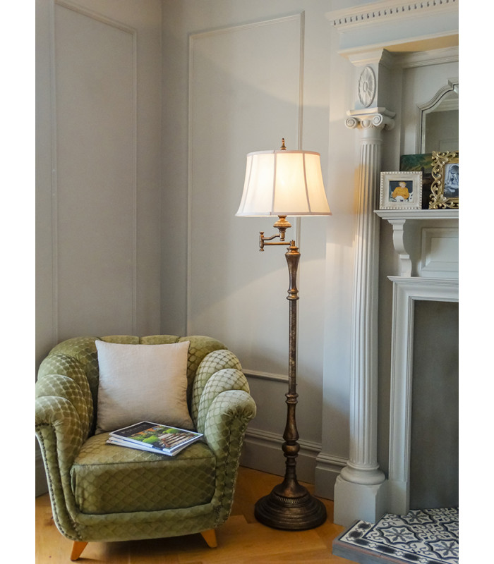 Gibson 1 Light Floor Lamp Antique Brown E27-2
