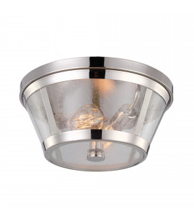 Harrow 2 Light Flush Mount Ceiling Light Polished Nickel E27-1