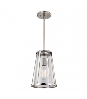 Harrow 1 Light  Small Ceiling Pendant Polished Nickel E27-1