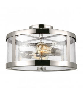 Harrow Cylindrical 2 Light Semi Flush Lamp Polished Nickel-1